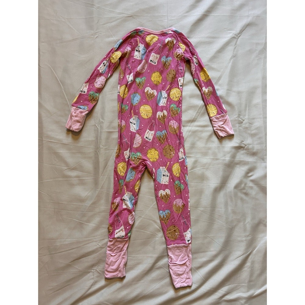 Little Sleepies Zippy 12-18 Months Pajamas Long Sleeve Bamboo Pink Milk Cookies - Picture 3 of 4